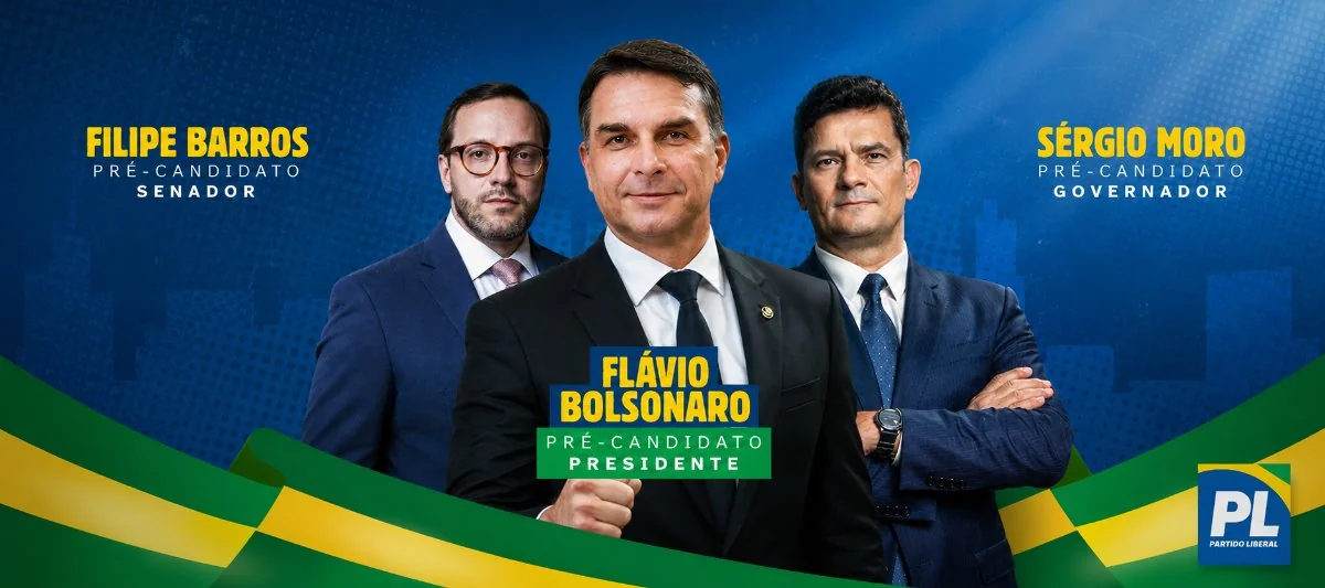 Pré-candidatos: Filipe Barros (Senador), Flávio Bolsonaro (Presidente) e Sérgio Moro (Governador)